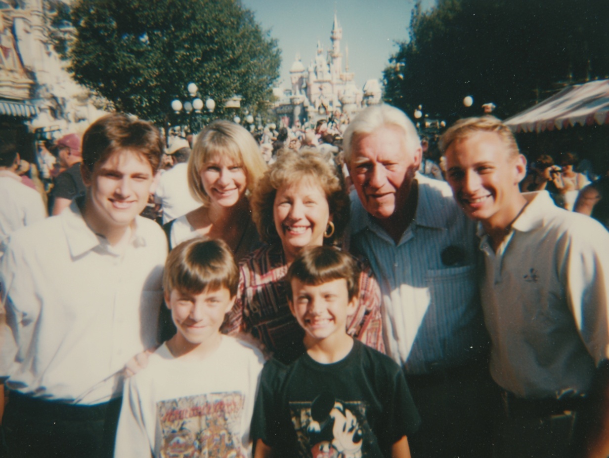 90s photo of family at disneyland