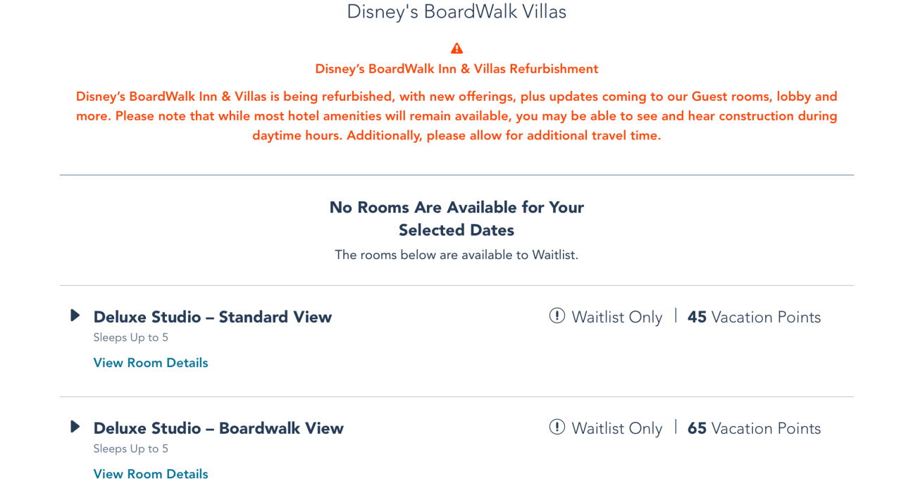 dvc villa waitlist example