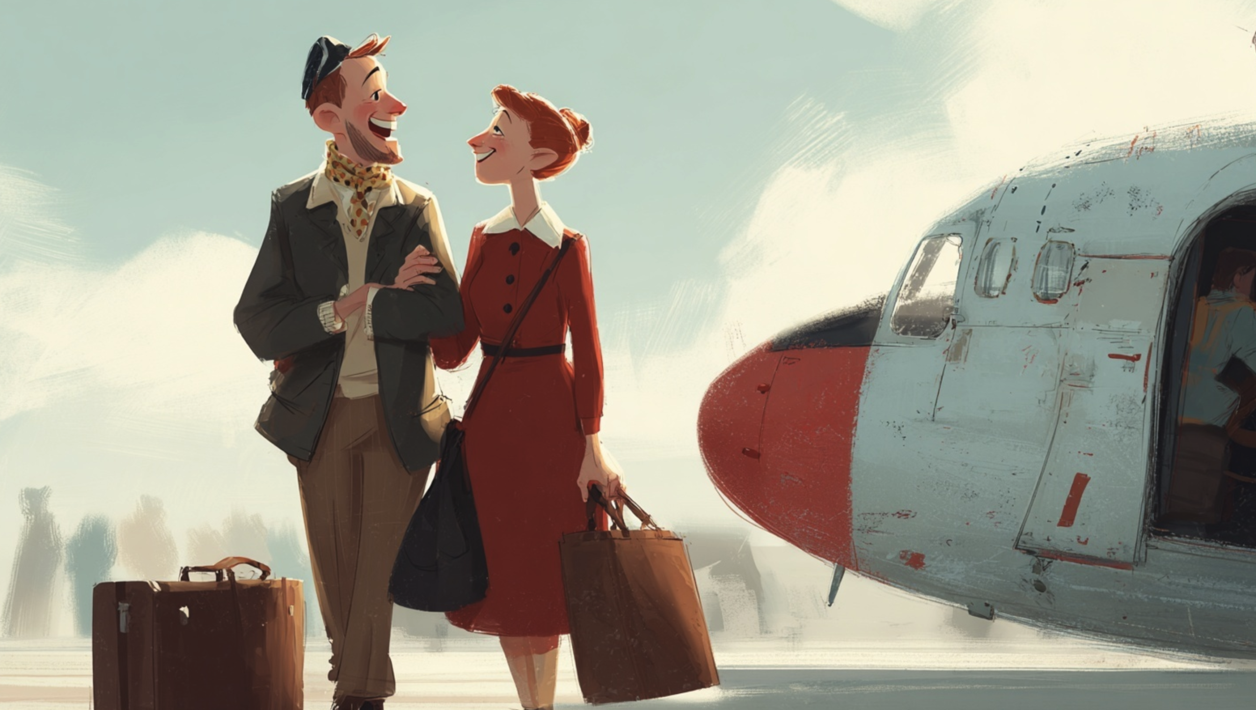 animated-couple-getting-off-plane