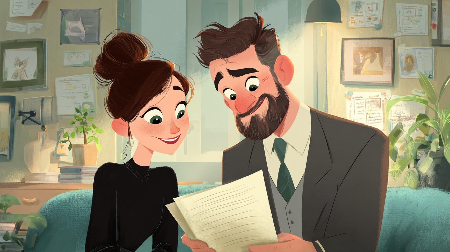 animated coulpe looking at dvc closing costs