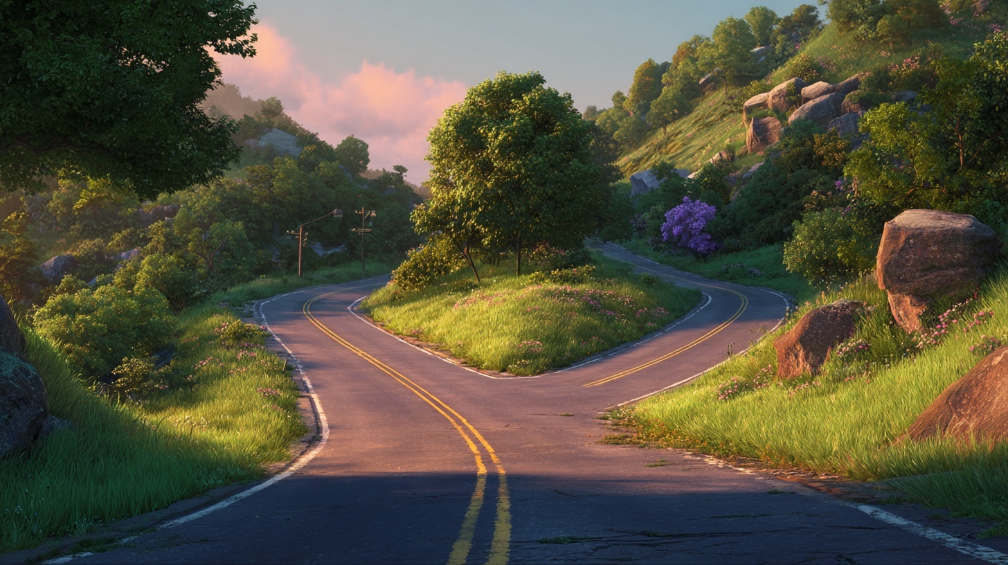 a road that split into two different directions