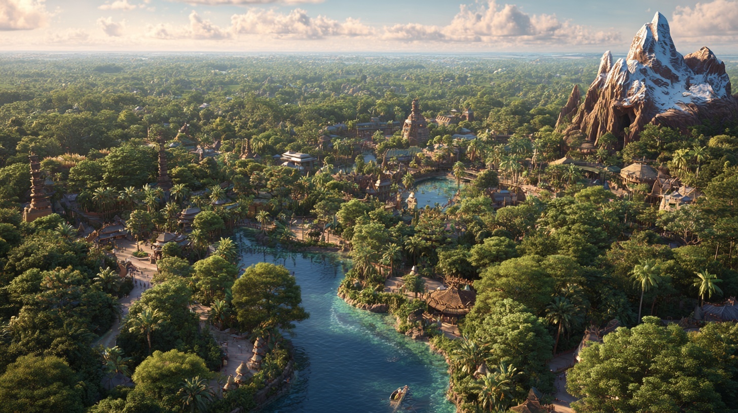 an illustration aerial view of disney's animal kingdom